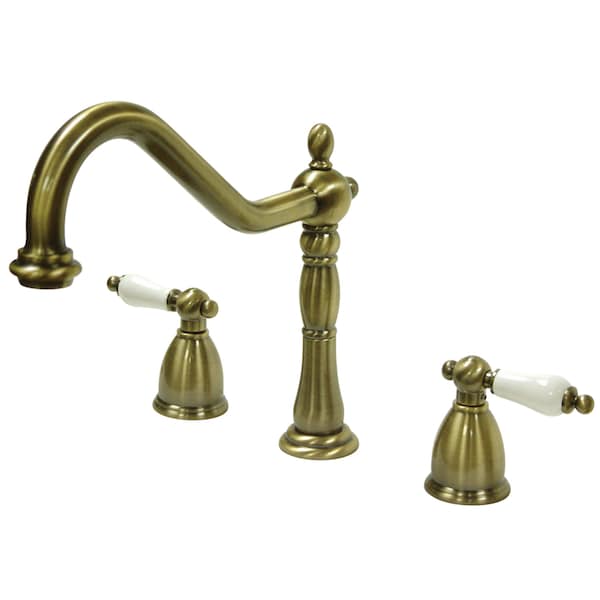 Widespread Kitchen Faucet, Antique Brass